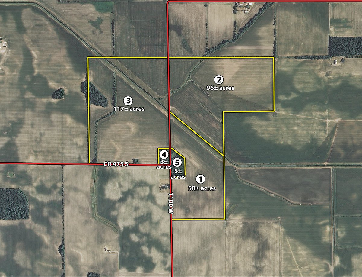 Tract map - LAND AUCTION - 278.5+/- Acres Offered in 5 Tracts